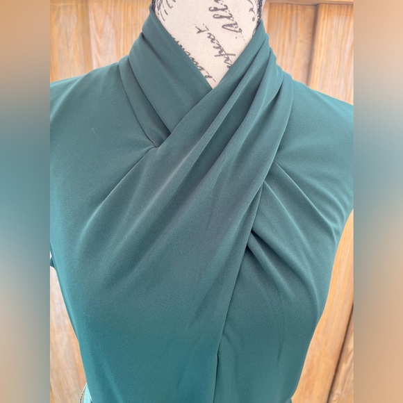 Lauren Ralph Lauren Belted Jersey Mock Neck Green Dress size 8. - Picture 6 of 11